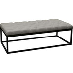 Mateo Black Powder Coat Metal Large Linen Tufted Bench - Grey