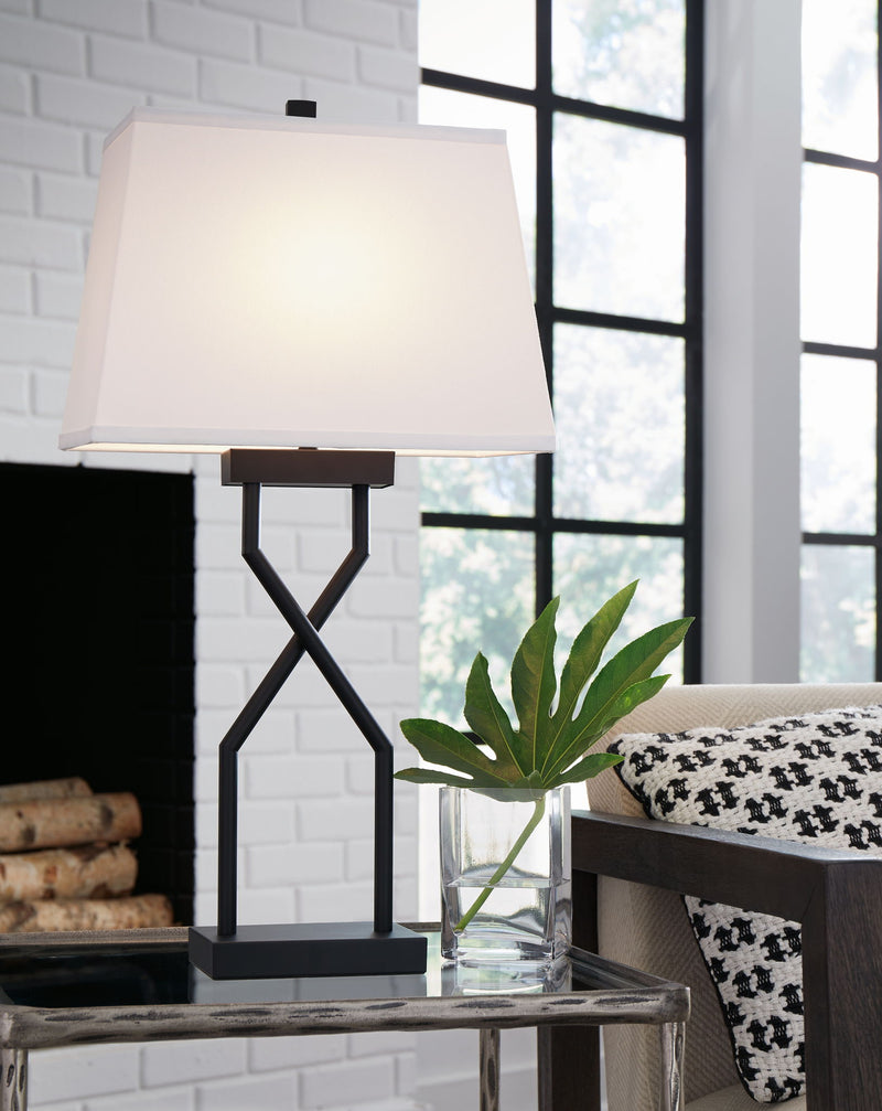Brookthrone - Metal Table Lamp (Set of 2) - Black - R&R Furniture Gallery (Fountain Valley, CA)