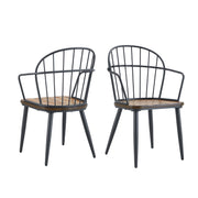 Industrial Inspired Indoor Dining Chair With Metal Legs And Birch (Set of 2) - Black / Natural - R&R Furniture Gallery (Fountain Valley, CA)