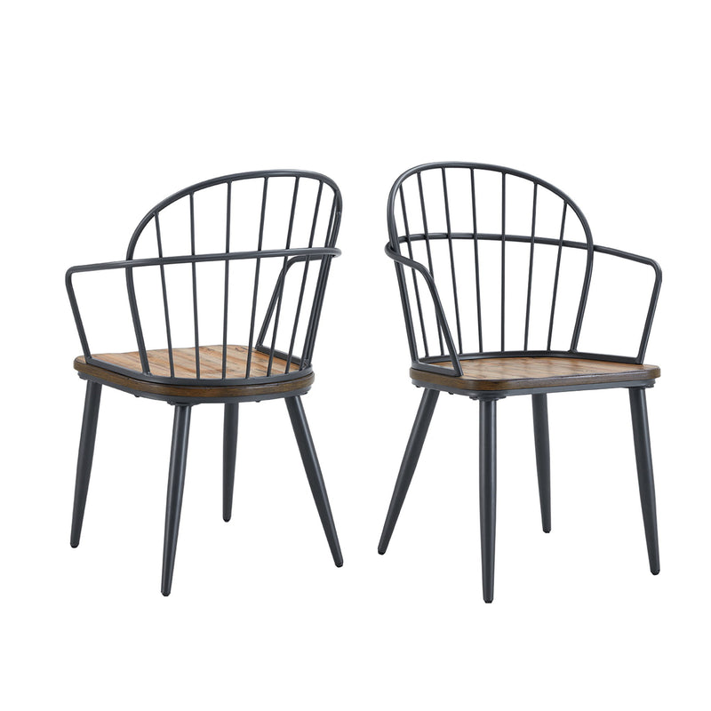 Industrial Inspired Indoor Dining Chair With Metal Legs And Birch (Set of 2) - Black / Natural - R&R Furniture Gallery (Fountain Valley, CA)