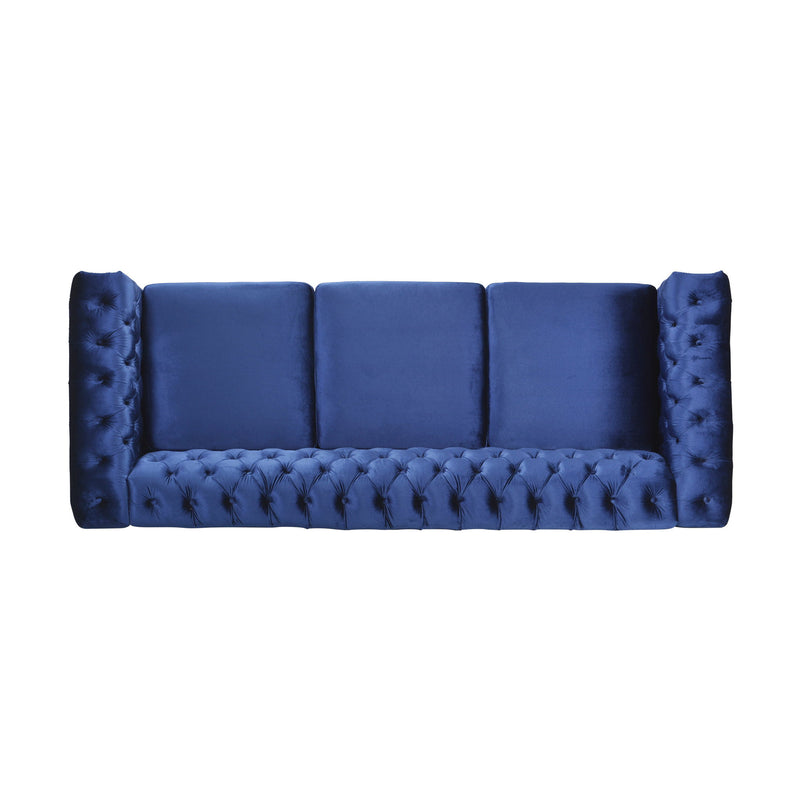 Noble House Chesterfield style 3-seater sofa with deep button tufting and classic stationary design in a luxurious fabric.