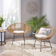 Cordella - Outdoor Woven Wicker Chairs With Cushions, (Set of 2) - R&R Furniture Gallery (Fountain Valley, CA)