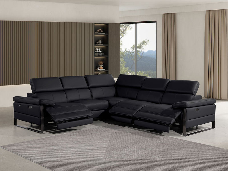 1246 - 5-Piece L-Shaped Modular Power Reclining Sectional With Power Headrests