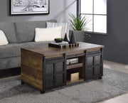 Nineel - Coffee Table - Obscure Glass, Rustic Oak & Black - R&R Furniture Gallery (Fountain Valley, CA)