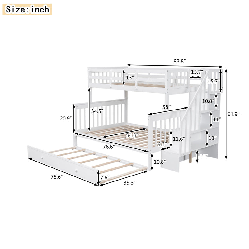 Bunk Bed With Twin Size Trundle, Storage And Guard Rail For Bedroom - R&R Furniture Gallery (Fountain Valley, CA)