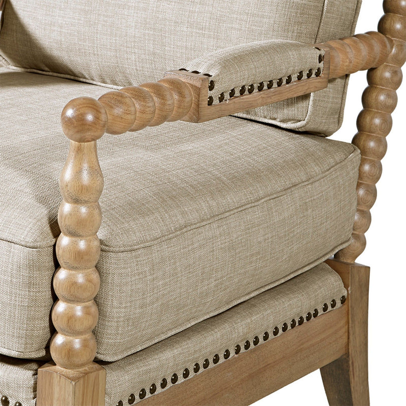 Arm Chair With Open Back Spindle Design, Padded Armrests - R&R Furniture Gallery (Fountain Valley, CA)