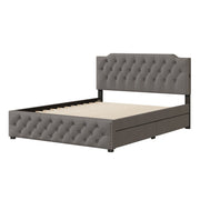 Upholstered Platform Bed With 2 Drawers And 2 Sets Of USB Ports On Each Side, Fabric - R&R Furniture Gallery (Fountain Valley, CA)