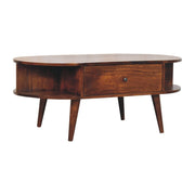 Oval Coffee Table With 1 Drawer - Chestnut - R&R Furniture Gallery (Fountain Valley, CA)