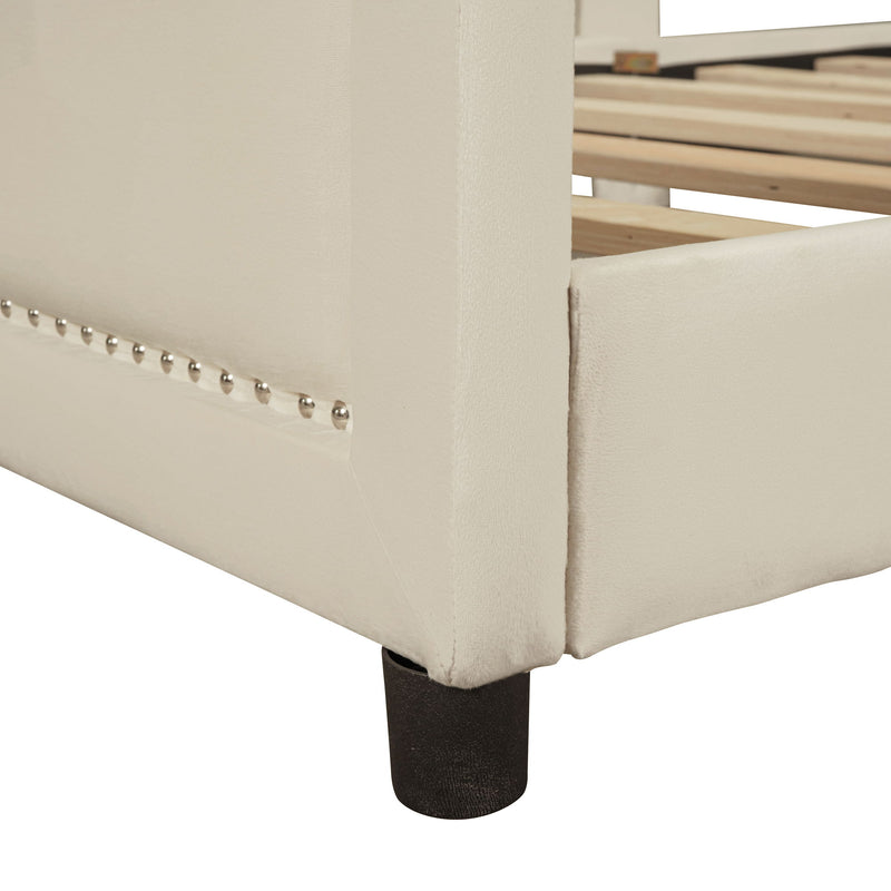 Upholstered Daybed With Classic Stripe Shaped Headboard - R&R Furniture Gallery (Fountain Valley, CA)