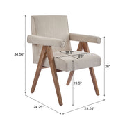 Contemporary Poppy Fabric Dining Armchair With Rubberwood Legs - R&R Furniture Gallery (Fountain Valley, CA)