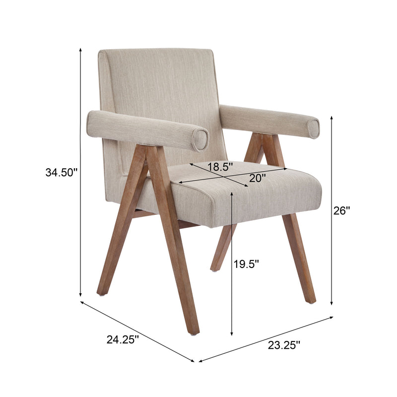 Contemporary Poppy Fabric Dining Armchair With Rubberwood Legs - R&R Furniture Gallery (Fountain Valley, CA)