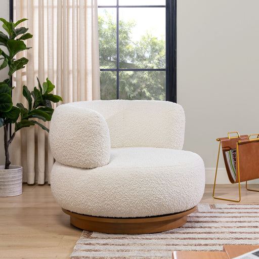 Fuji - 360 Swivel Low Barrel Back Accent Chair - Ivory White - R&R Furniture Gallery (Fountain Valley, CA)