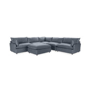 Classic Home Caplan 6-piece modular sectional with ottoman, featuring plush fabric cushions and versatile living room setup.