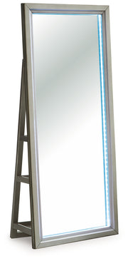 Evesen - Floor Standing Mirror With Storage - Champagne - R&R Furniture Gallery (Fountain Valley, CA)