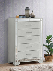 Glory Furniture Madison Silver Champagne accent chest with elegant design and storage drawers, ideal for living or bedroom decor.