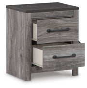 Bronyan - Two Drawer Night Stand - Dark Gray - R&R Furniture Gallery (Fountain Valley, CA)