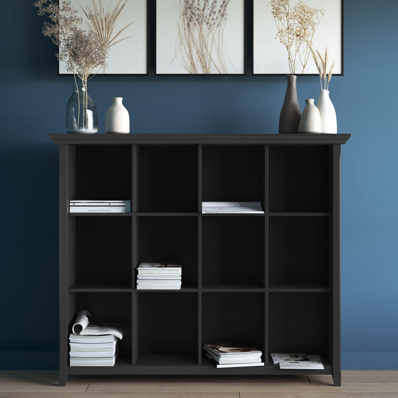 Simpli-Home Acadian handcrafted cube storage organizer with multiple compartments for versatile home organization.