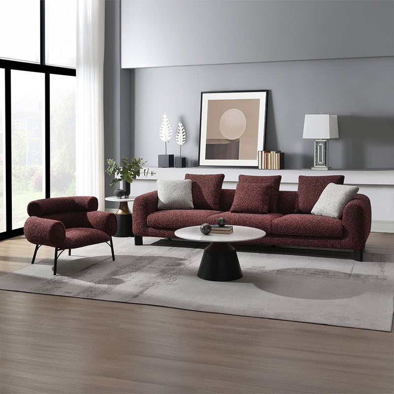 Mardi - Sofa With 6 Pillows - Maroon Tweed - R&R Furniture Gallery (Fountain Valley, CA)