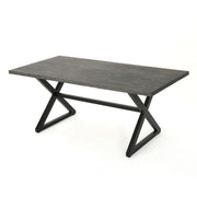 Noble House Rolando outdoor aluminum dining table with steel frame, featuring a sleek rectangular design for outdoor dining spaces.