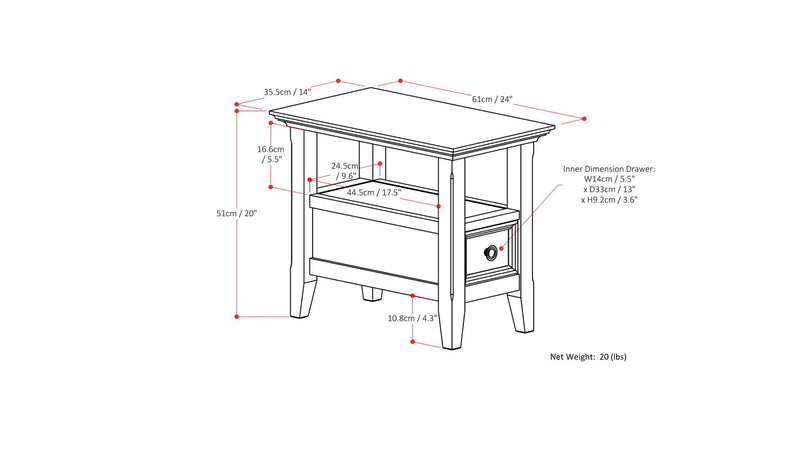 Amherst - Narrow Side Table - Hickory Brown - R&R Furniture Gallery (Fountain Valley, CA)