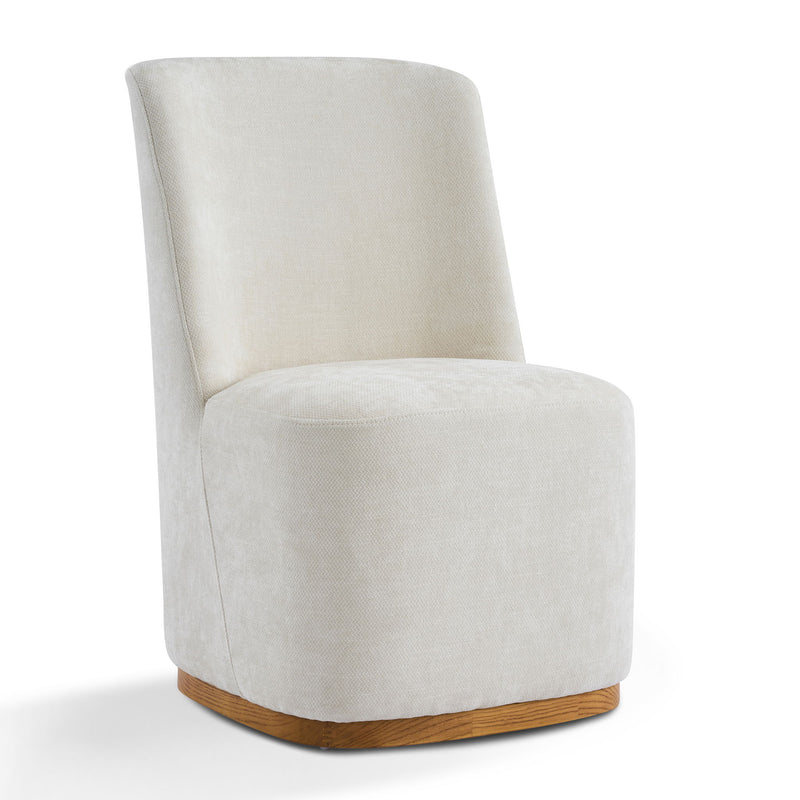 Set of two Noble House indoor upholstered dining chairs with cushioned seats and wooden legs, modern and comfortable for dining rooms.