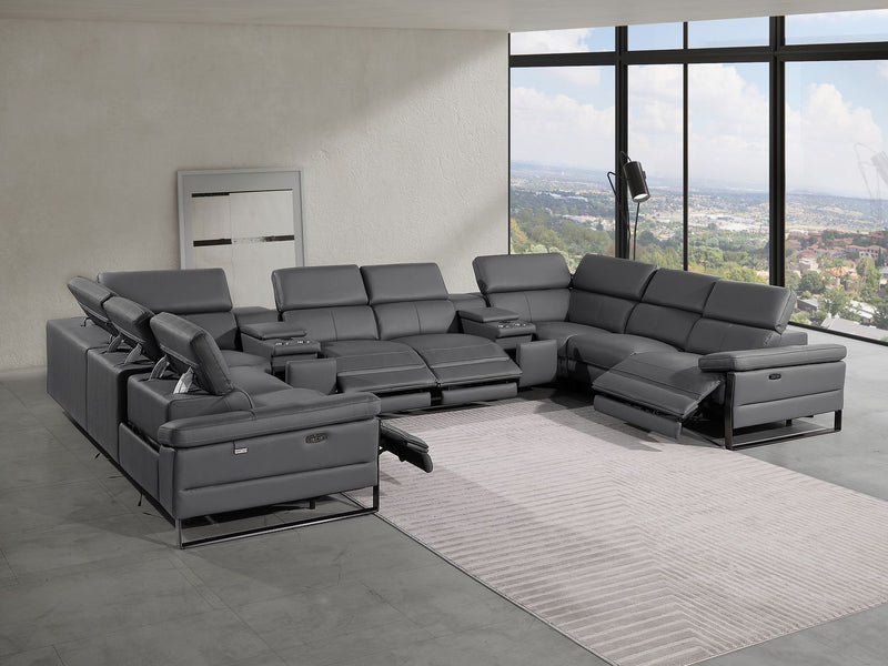 1246 - 10-Piece U-Shaped Modular Power Reclining Sectional With 4 Power Recliners And Power Headrests