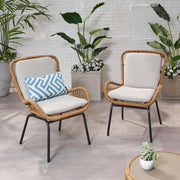 Outdoor Wicker Club Chair With Cushions (Set of 2) - R&R Furniture Gallery (Fountain Valley, CA)