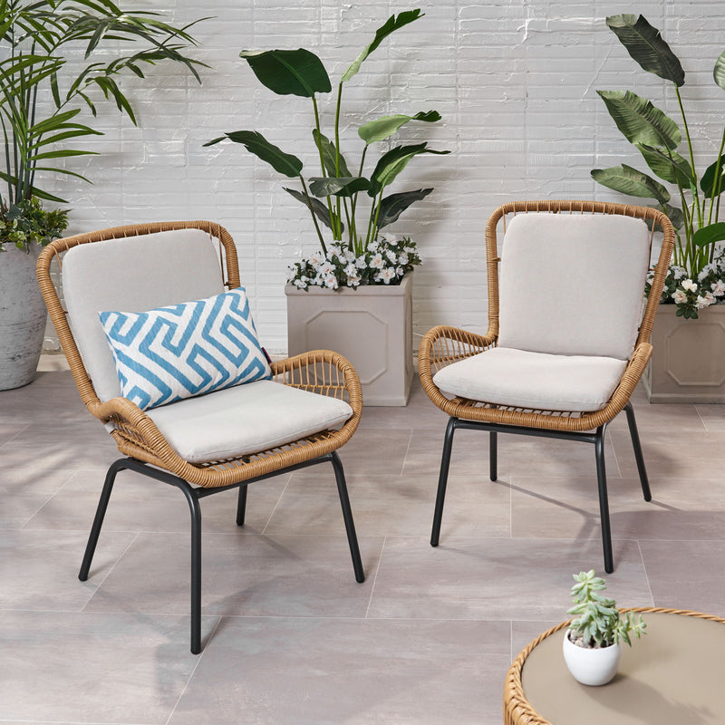 Outdoor Wicker Club Chair With Cushions (Set of 2) - R&R Furniture Gallery (Fountain Valley, CA)
