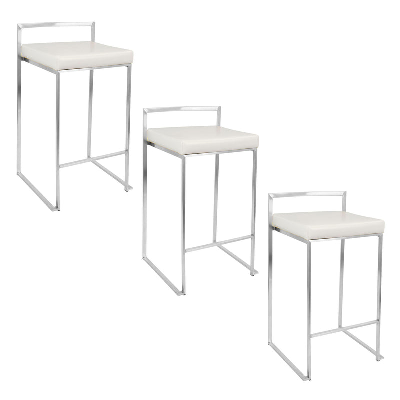 Lumi Source Fuji contemporary stackable counter stool with elegant design and sleek wooden finish, shown in a modern setting.