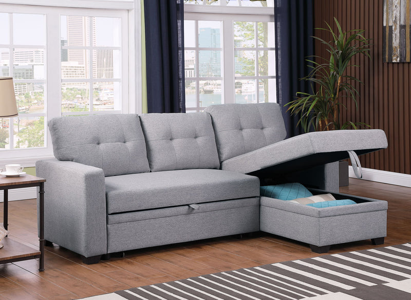 Upholstered Pull Out Sectional Sofa With Chaise - R&R Furniture Gallery (Fountain Valley, CA)