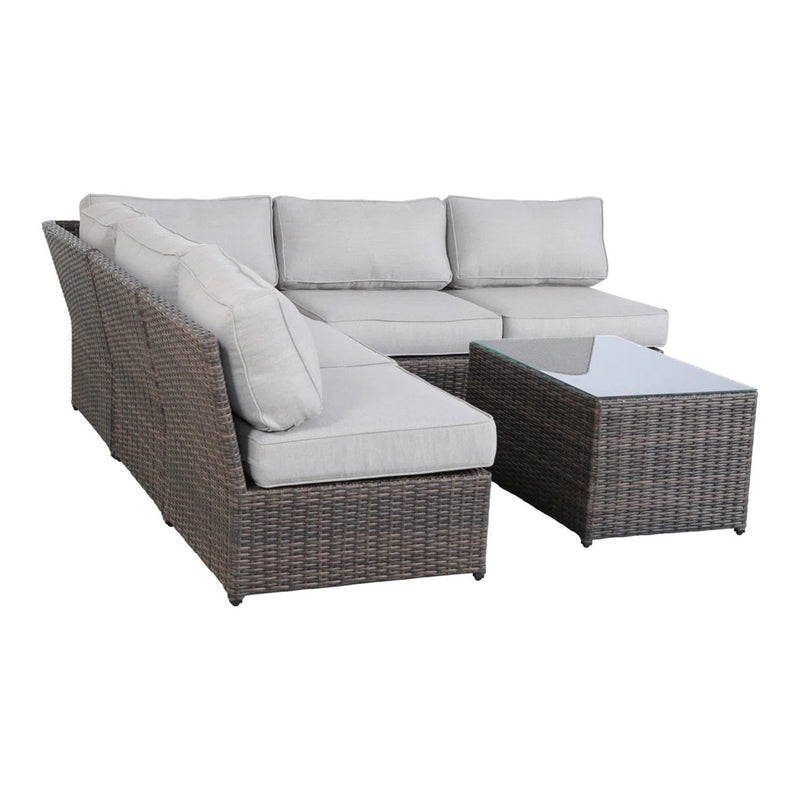 Comfortable Modern Patio Rattan Sectional Set With Cushions - R&R Furniture Gallery (Fountain Valley, CA)