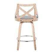 Set of two Lumi Source Charlotte farmhouse fixed-height counter stools with swivel seats and round footrests