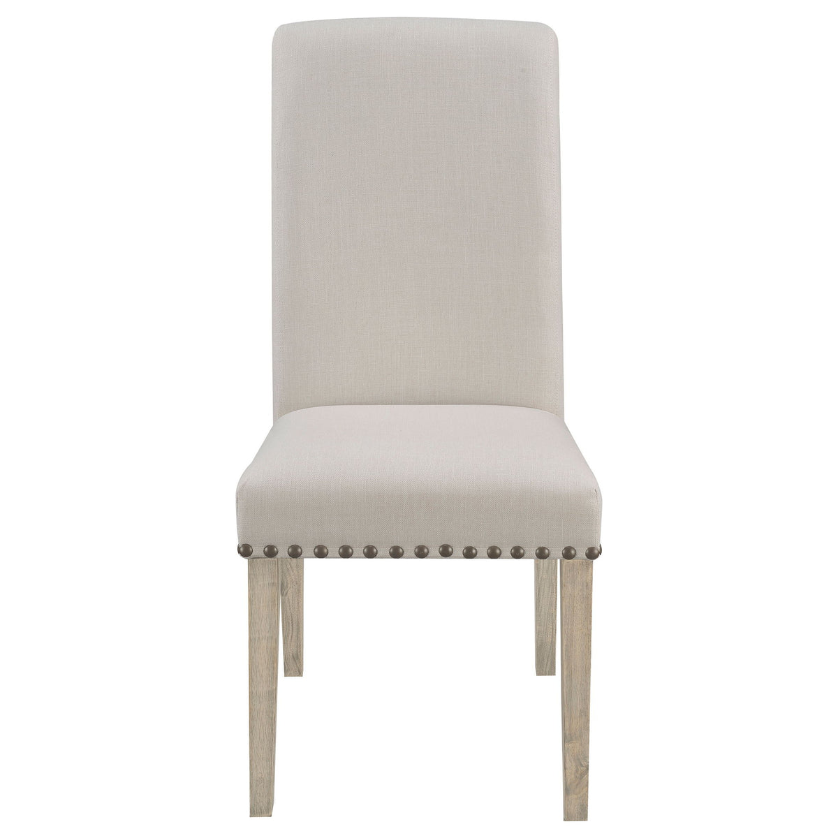 Upholstered Dining Chair With Rolled Edge Seat Back (Set of 2) - Beige
