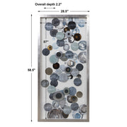Uttermost Kella modern blue shadow box wall decor with layered geometric design hanging on a neutral wall.