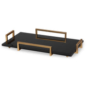 Uttermost Ettore glass tray with a sleek black finish, rectangular design, and modern style, perfect for serving or decor.