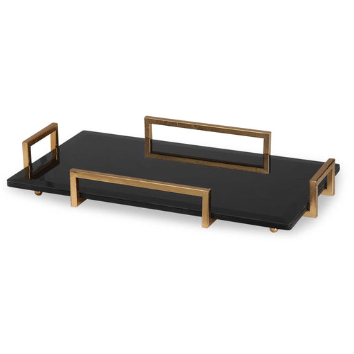 Uttermost Ettore glass tray with a sleek black finish, rectangular design, and modern style, perfect for serving or decor.