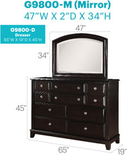Ashford cappuccino dresser by Glory Furniture, featuring a modern wooden dresser with multiple drawers and sleek design.