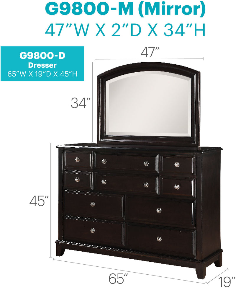 Ashford cappuccino dresser by Glory Furniture, featuring a modern wooden dresser with multiple drawers and sleek design.