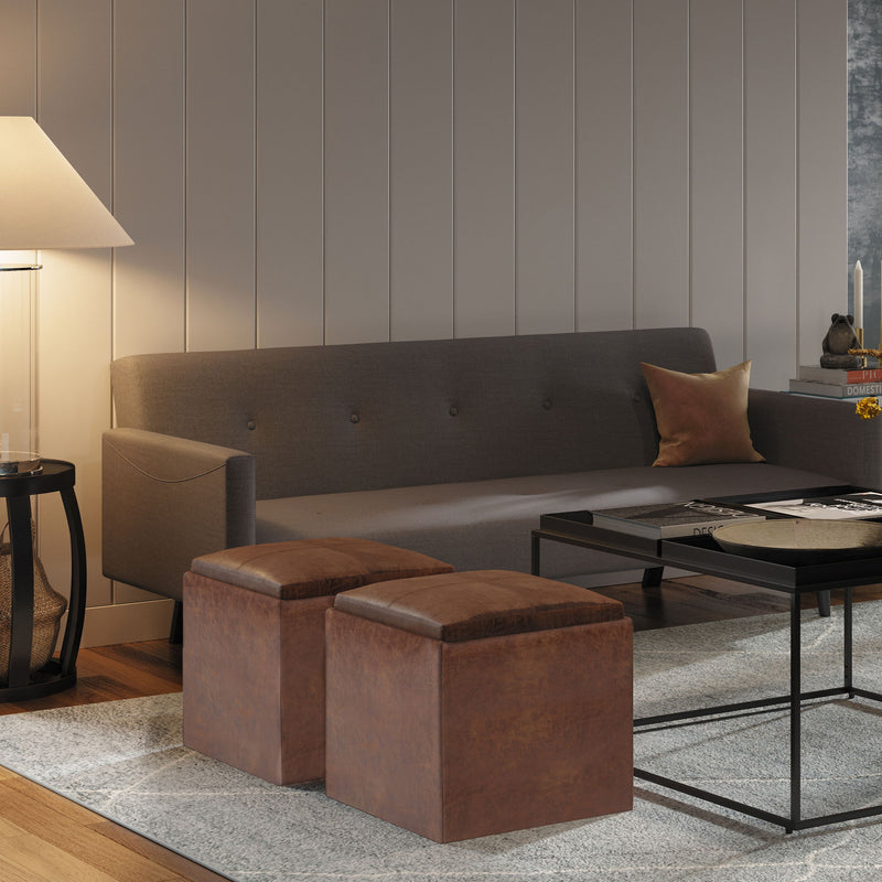 Rockwood - Upholstered Cube Storage Ottoman With Tray - R&R Furniture Gallery (Fountain Valley, CA)