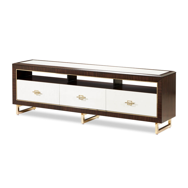 Belmont Place - Media Cabinet - White / Dark Brown - R&R Furniture Gallery (Fountain Valley, CA)