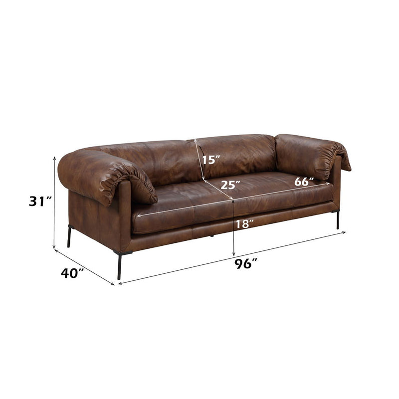 Jaron - Sofa - Mocha Top Grain Leather - R&R Furniture Gallery (Fountain Valley, CA)