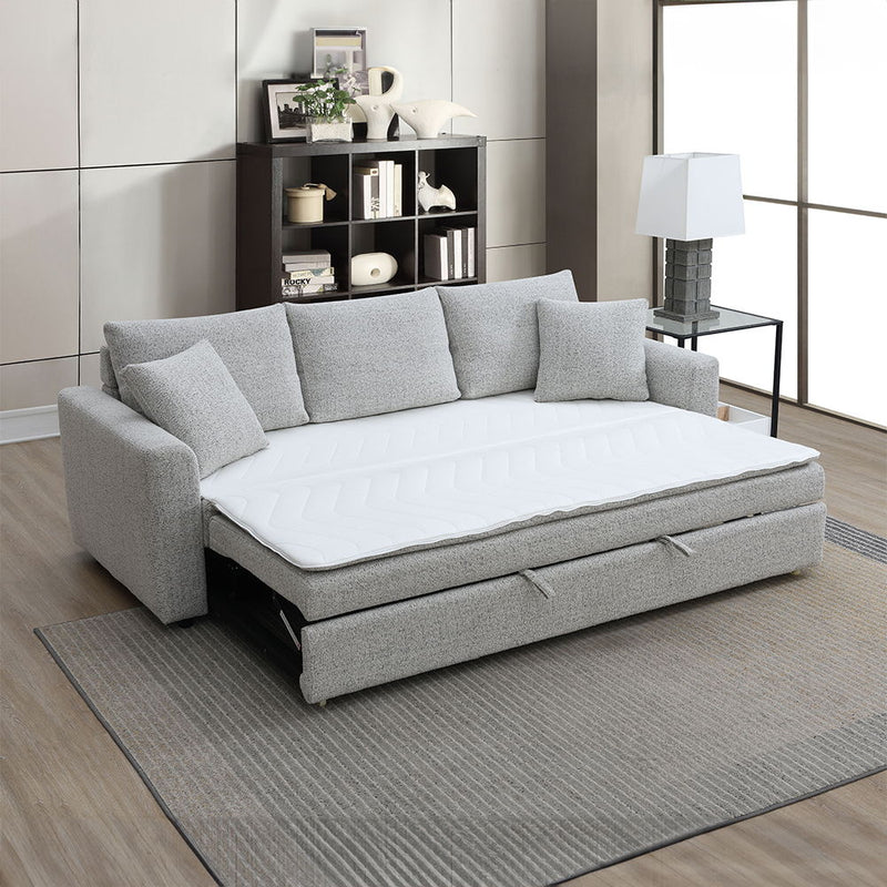 Connie - Sofa With Sleeper - Gray Boucle - R&R Furniture Gallery (Fountain Valley, CA)