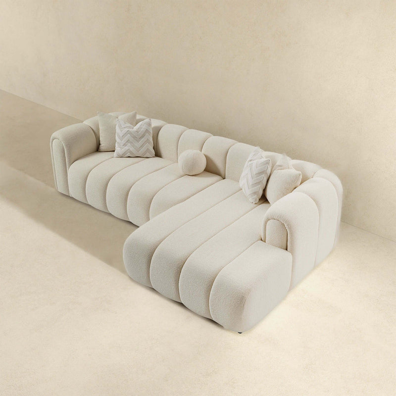 Beatrice - Modern Tufted Right Sectional Sofa - Ivory - R&R Furniture Gallery (Fountain Valley, CA)