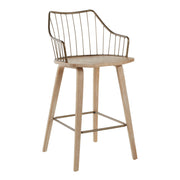 Lumi Source Winston farmhouse counter stool with wooden seat and metal frame, 24-27 inch height, rustic style for kitchen or bar area.