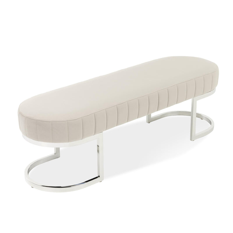 Signature Beds & Benches - Orchid Velvet Accent Bench - Gray / Chrome - R&R Furniture Gallery (Fountain Valley, CA)