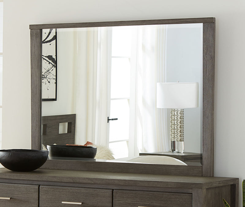 Nevis dresser mirror in Sharkskin finish by Modus, standalone product with sleek, modern design and clean lines.