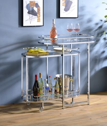 Piffo - Serving Cart Set - Clear Glass & Chrome - R&R Furniture Gallery (Fountain Valley, CA)