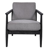 Gray modern accent chair by Uttermost featuring sleek design and plush upholstery, perfect for contemporary living spaces.