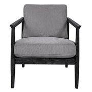 Gray modern accent chair by Uttermost featuring sleek design and plush upholstery, perfect for contemporary living spaces.