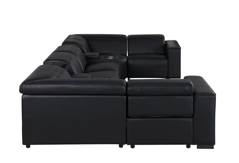 1208 - 8 Piece Modular Leather Sectional With 2 Power Recliners & Power Headrests